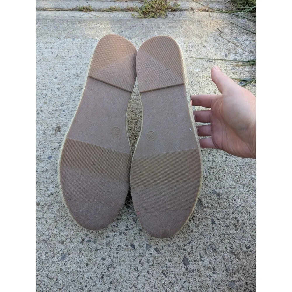 A New Day Espadrilles Flats Size US 8.5 Floral Boho Slip On Artsy Metallic Pink